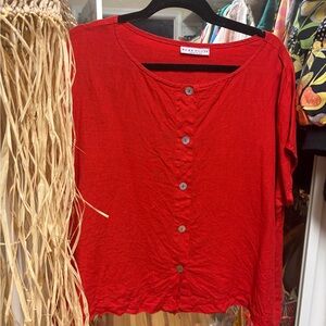 bryn Walker Vibrant Red Button-Down Shirt